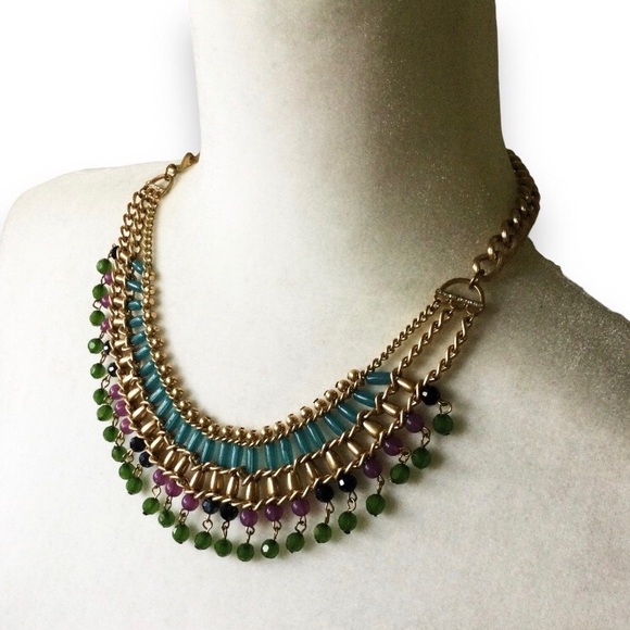 Vintage Egyptian Revival Cleopatra Style Goddess Necklace w/ Semi Precious Beads - Picture 4 of 17